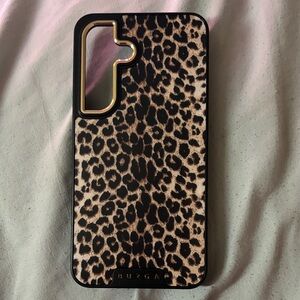 Durable Leopard Print Phone Case - Black and Brown